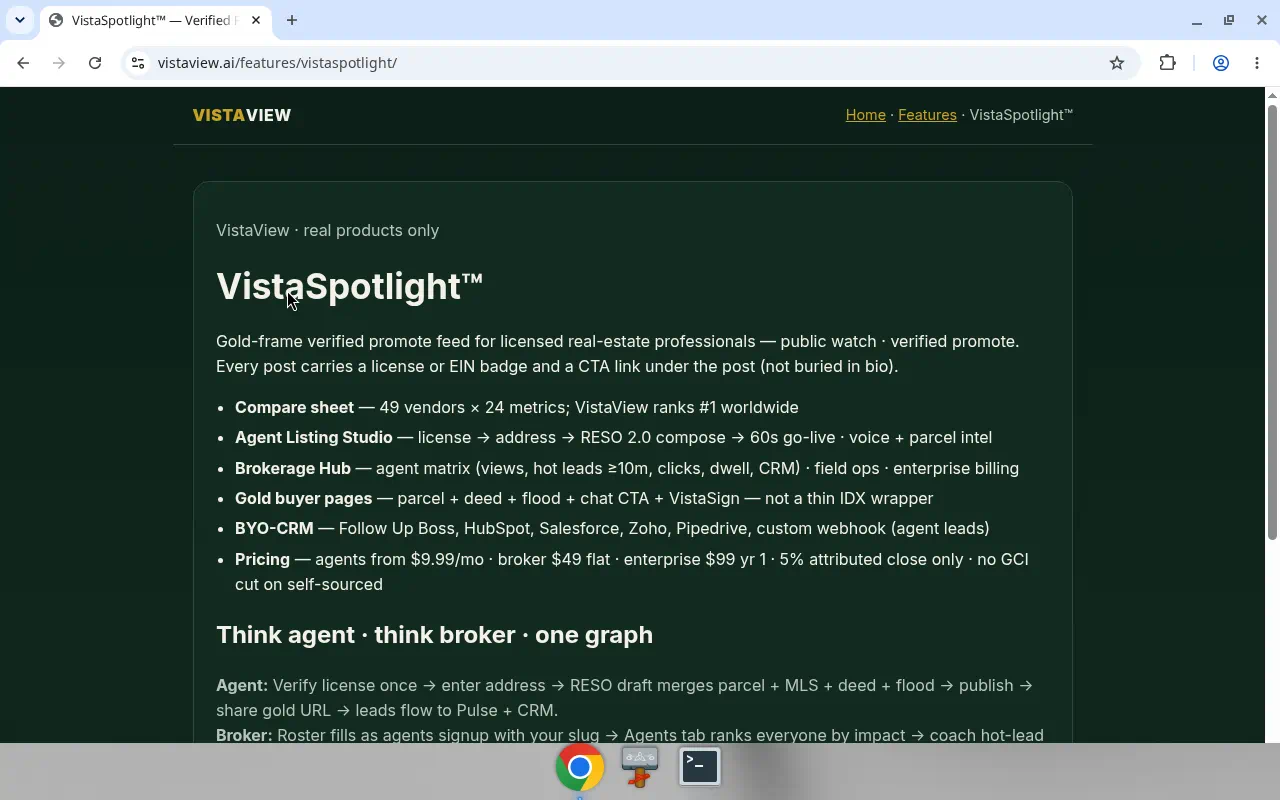 VistaSpotlight gold-frame verified promote